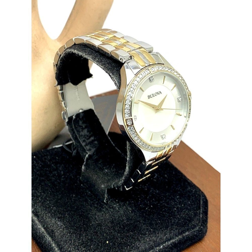 Bulova Women's Watch 98L273 Mother of Pearl Dial Crystal Accent Two Tone - Picture 12 of 12